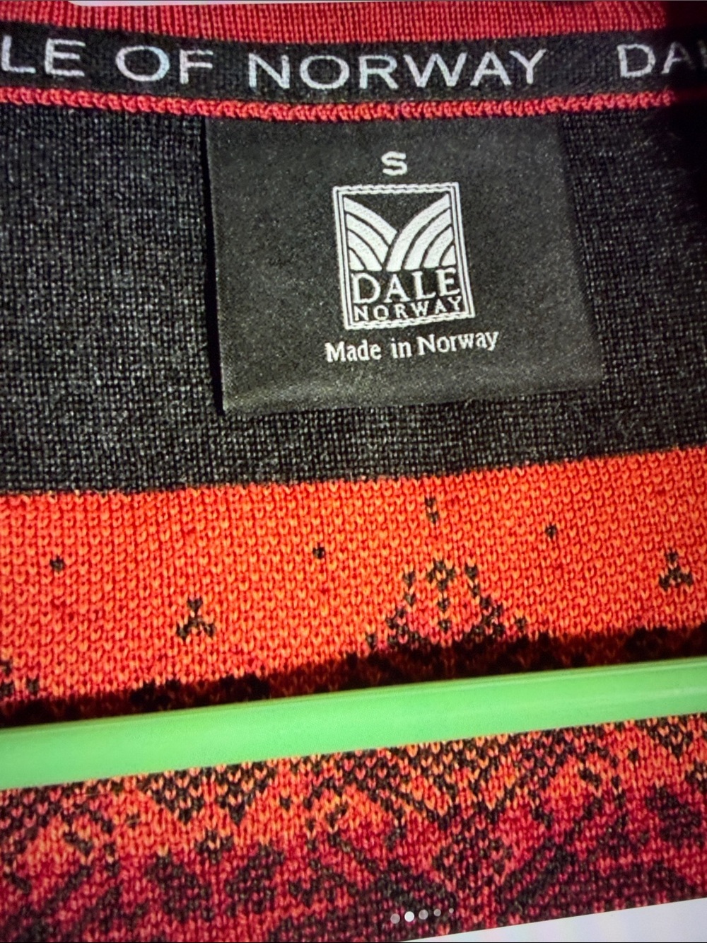 Dale of Norway ladies cardigan dark gray red and orange with metal buttons